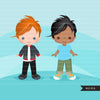Paper doll clipart, Little Boys Dressing Party Graphics. Cute Characters, spring outfits