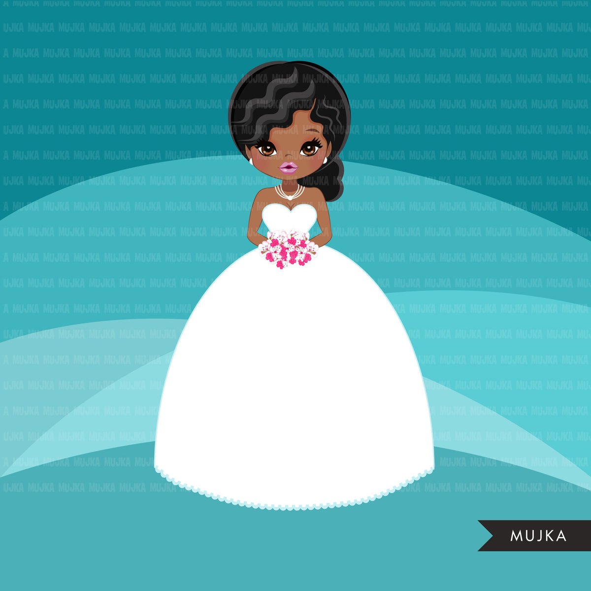 Black Bride avatar clipart, print and cut, wedding graphics, afro girl ...