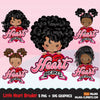 valentines day png digital little heart breaker sublimation image transfer clipart t-shirt graphics little black girl
