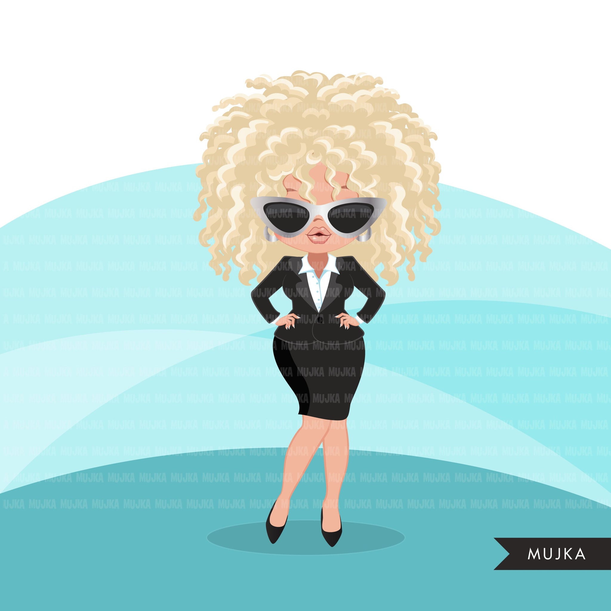 Woman clipart with business suit and glasses graphics, print and cut T-Shirt Designs, Boss babe Girls clip art