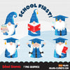 Graduation gnomes clipart, student reading book, school clip art, teacher, professor, grad commercial use Png blue