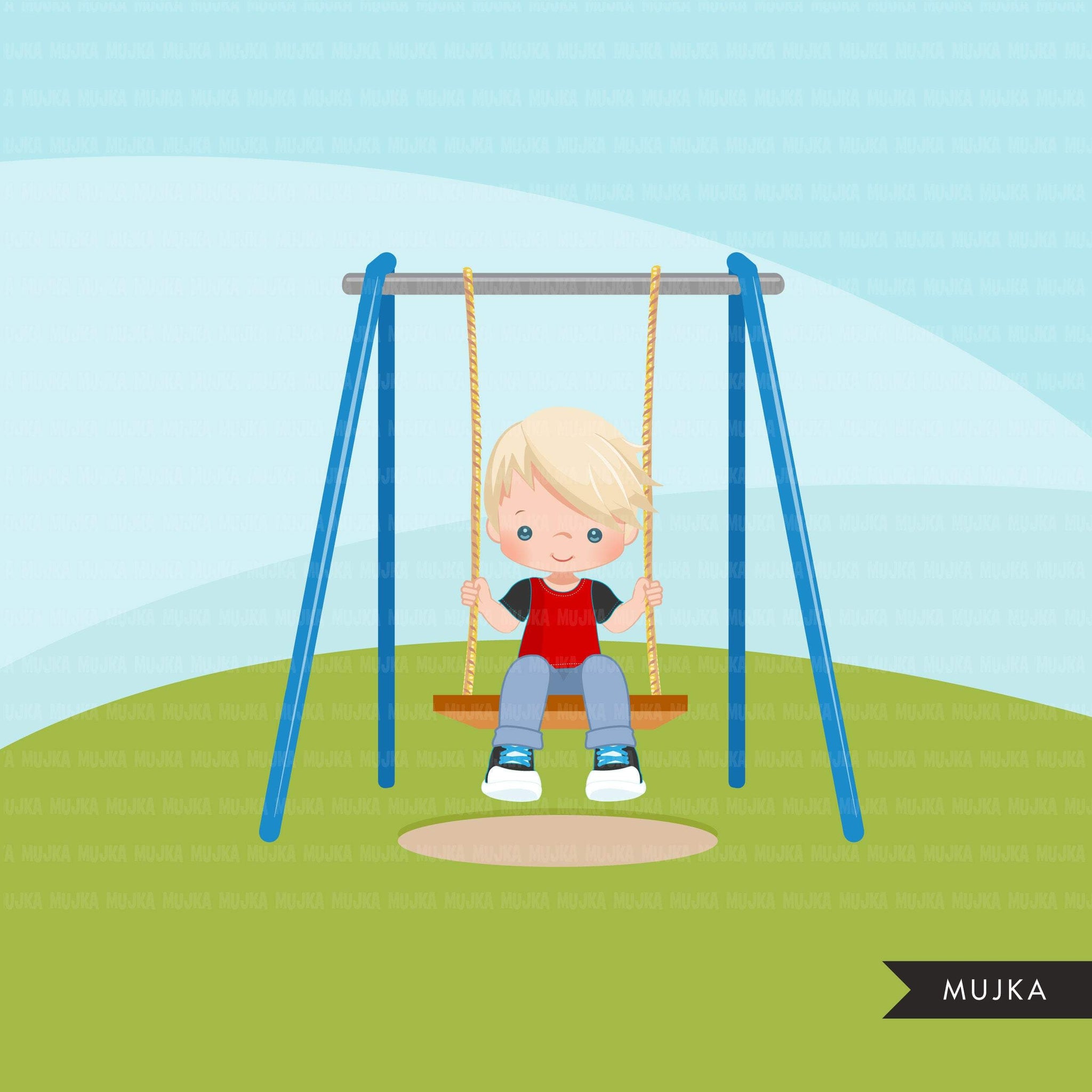 Playground Clipart, boy swinging, spring, outdoors park swing graphics, commercial use Png clip art