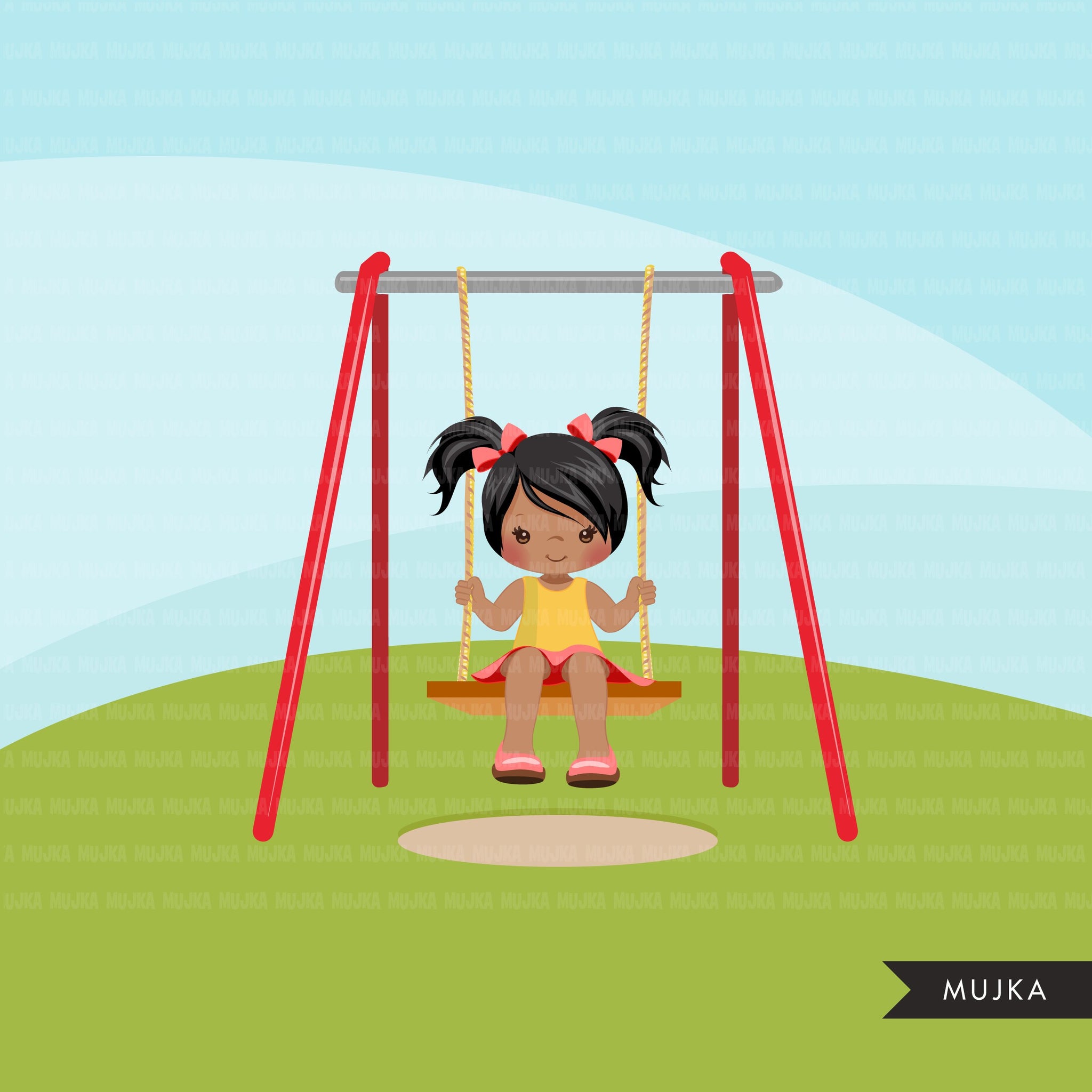 Playground Clipart, menina balançando, primavera, gráficos de balanço do parque ao ar livre, uso comercial Png clip art