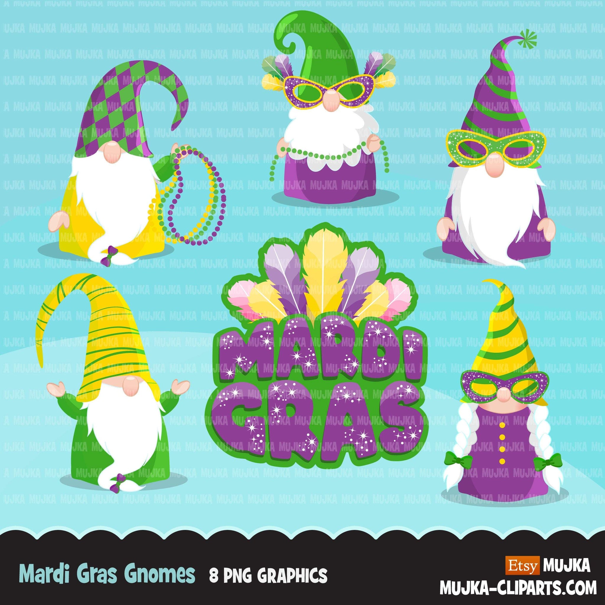 Gnomes Clipart Bundle, Easter, St Patrick's Day, School, Valentines, birthday, Halloween, Christmas, commercial use PNG clip art