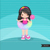 Candy land Tutu Clipart para niñas, gráficos de tutú arco iris de piruleta, moda, uso comercial PNG clip art, recorte de cumpleaños