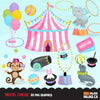 Circus Clipart Bundle, birthday props, sublimation graphics, animals, glitter tutu, pastel, carnival commercial use PNG clip art
