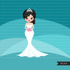 Bride avatar clipart, print and cut, wedding graphics, girl, woman, bridal PNG clip art