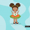 St Patrick's Day Tutu Clipart for Black girls,  Irish tutu graphics, fashion, commercial use PNG clip art, birthday cutout