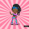 Afro black Hip hop dancer girls clipart, fashion, break dance, rapping characters, digital sublimation clip art