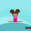 Gymnastics Clipart, Gymnast black girls, balance bar, sports, school activity, commercial use PNG graphics