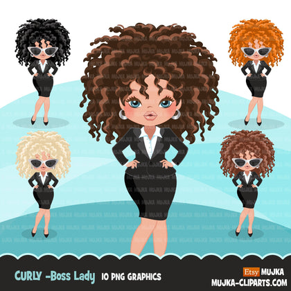 Woman clipart with business suit and glasses graphics, print and cut T-Shirt Designs, Boss babe Girls clip art