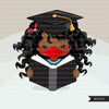 Graduation Clipart, graduate black girls with book and mask, school, student class of 2020 covid quarantine graduation graphic, PNG clip art