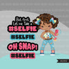 Selfie clipart, little black girls taking a selfie, cellphone, oh snap, wording graphics, afro fashion Png digital clip art