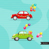 Drive-by Birthday Party parade clipart, boy quarantine birthday party, drive through party truck, car, covid graphics, PNG clip art