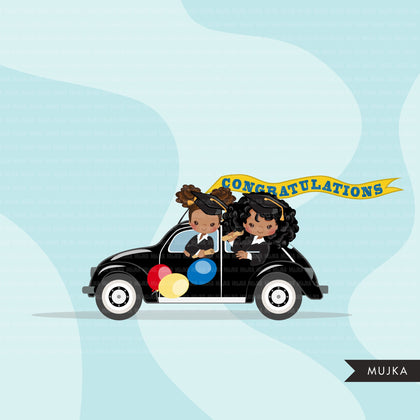 Drive by Graduation parade clipart, girls quarantine grads party, drive through truck, car, limousine, class of 2021 school graphics, PNG clip art