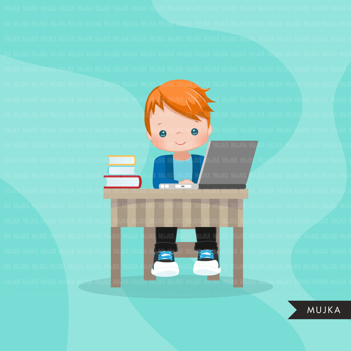 Distant Learning Clipart, Boys with laptop, home schooling, student ho ...