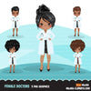 Black female Doctor clipart, hospital graphics, print and cut PNG digital Designs, covid, quarantine Medical girl clip art
