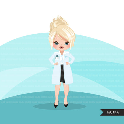 Female Doctor clipart, hospital graphics, print and cut PNG digital Designs, covid, quarantine Medical girl clip art