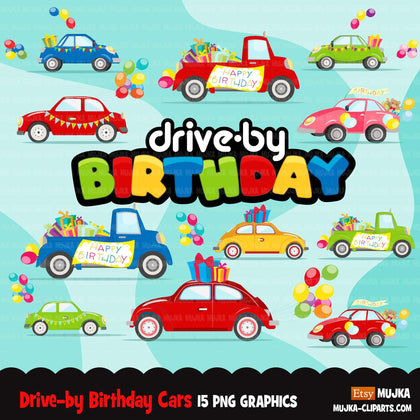 Drive-by Birthday Party parade clipart, boy quarantine birthday party, drive through party truck, car, covid graphics, PNG clip art
