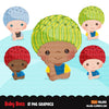 Baby Boss Clipart, boys with cute crochet hat, black baby boy bonnet graphics, commercial use PNG clip art