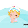 Baby Boss Clipart, girls with cute bonnet hat, baby girl, baby shower bonnet graphics, commercial use PNG clip art
