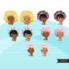 Baby Boss Clipart, black girls with cute bonnet hat, baby girl, baby shower bonnet graphics, commercial use PNG clip art