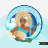 Zodiac Aquarius Clipart, Png digital download, Sublimation Graphics for Cricut & Cameo, Black Curly Hair Woman Horoscope sign designs