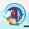 Zodiac Aquarius Clipart, Png digital download, Sublimation Graphics for Cricut & Cameo, Black Side Braids Hair Woman Horoscope sign designs