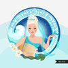 Zodiac Aquarius Clipart, Png digital download, Sublimation Graphics for Cricut & Cameo, Caucasian Bun Hair Woman Horoscope sign designs