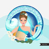 Zodiac Aquarius Clipart, Png digital download, Sublimation Graphics for Cricut & Cameo, Caucasian Bun Hair Woman Horoscope sign designs