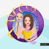 Zodiac Gemini Clipart, Descarga digital Png, Gráficos de sublimación para Cricut &amp; Cameo, diseños de signos del horóscopo de mujer de cabello lacio caucásico