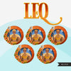 Zodiac Leo Clipart, Png digital download, Sublimation Graphics for Cricut & Cameo, Black Woman Horoscope sign designs