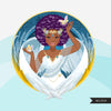 Zodiac Virgo Clipart, Png digital download, Sublimation Graphics for Cricut & Cameo, Black Afro Woman Horoscope sign designs