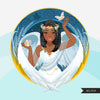 Zodiac Virgo Clipart, download digital Png, gráficos de sublimação para Cricut e Cameo, designs de signos de horóscopo de mulher com cabelos longos pretos