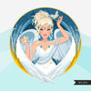 Zodiac Virgo Clipart, download digital Png, gráficos de sublimação para Cricut e Cameo, cabelo bagunçado caucasiano com designs de signos de horóscopo feminino