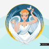 Zodiac Virgo Clipart, Png digital download, Sublimation Graphics for Cricut & Cameo, Caucasian pixie hair Woman Horoscope sign designs