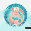 Zodiac Pisces Clipart, Png digital download, Sublimation Graphics for Cricut & Cameo, Caucasian pixie hair Woman Horoscope sign designs