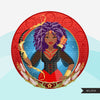 Zodiac Sagittarius Clipart, Png digital download, Sublimation Graphics for Cricut & Cameo, Black Afro Woman Horoscope sign designs