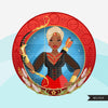 Zodiac Sagittarius Clipart, Png digital download, Sublimation Graphics for Cricut & Cameo, Black pixie hair Woman Horoscope sign designs