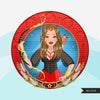 Zodiac Sagittarius Clipart, Png digital download, Sublimation Graphics for Cricut & Cameo, Caucasian long hair Woman Horoscope sign designs