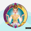 Zodiac Libra Clipart, Png digital download, Sublimation Graphics for Cricut & Cameo, Caucasian Woman updo hair Horoscope sign designs