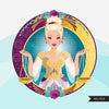 Zodiac Libra Clipart, Png digital download, Sublimation Graphics for Cricut & Cameo, Caucasian Woman updo hair Horoscope sign designs