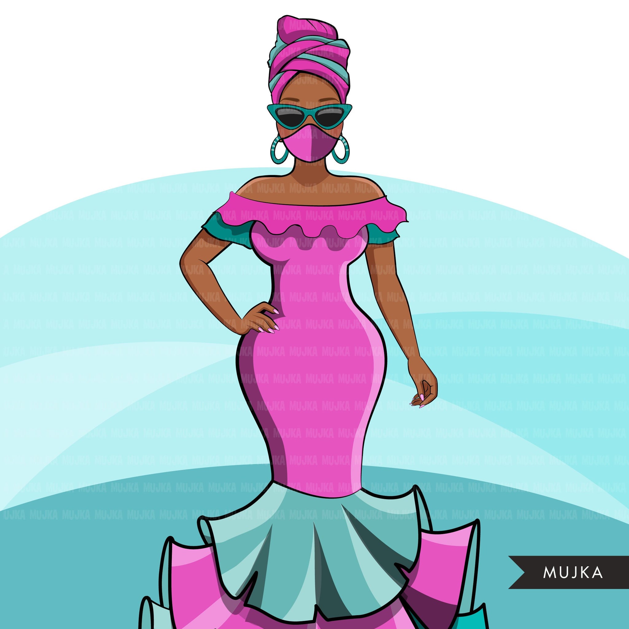 Ankara Fashion Graphics, Kente African dress, curvy black woman Sublim –  MUJKA CLIPARTS