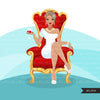 Fashion Graphics, Caucasian Woman short hair red throne, Sublimation designs for Cricut & Cameo, commercial use PNG clipart