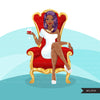 Fashion Graphics, Black Woman bob cut hair red throne, Sublimation designs for Cricut & Cameo, commercial use PNG clipart