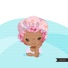 Baby Boss Clipart, meninas negras com chapéu bonito, menina, gráficos de touca de chá de bebê, uso comercial PNG clip art