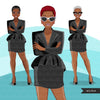 Fashion Graphics, Black Business Woman short hair, Sublimation designs for Cricut & Cameo, commercial use PNG clipart