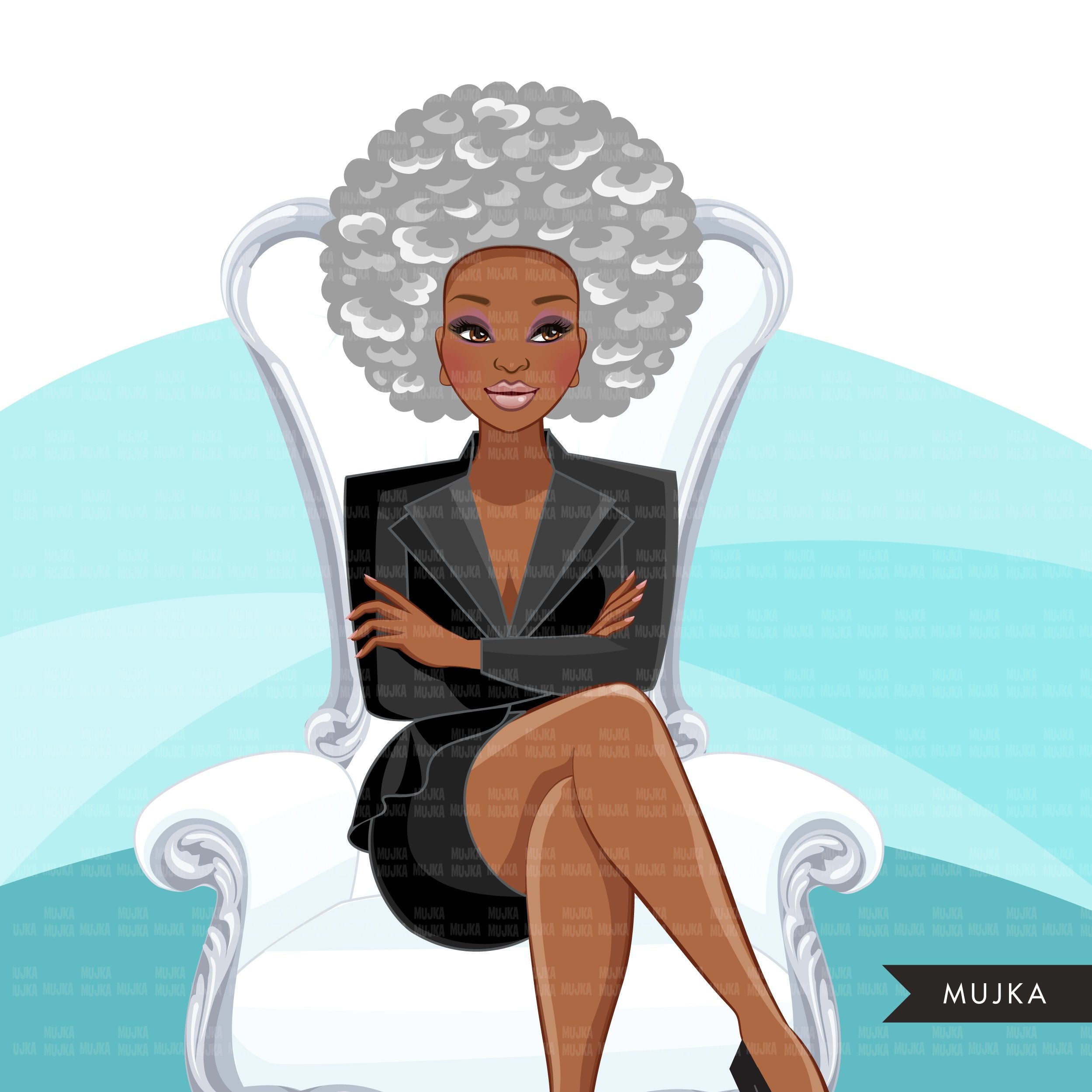 Fashion Graphics, Black BusinessWoman white throne side braids, Sublim –  MUJKA CLIPARTS