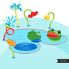 Splash Pad park clipart Bundle, build your own park with kids, outdoor fun birthday summer graphics, PNG digital