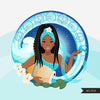 Zodiac Aquarius Clipart, Png digital download, Sublimation Graphics for Cricut & Cameo, Black Braid Hair Woman Horoscope sign designs